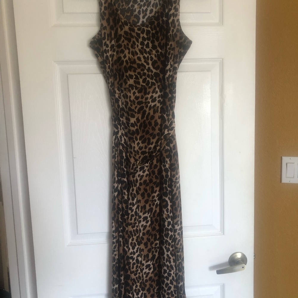Jones New York Leopard Print Sleeveless Maxi Dress - Brown/Black